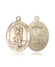[1176KT5] 14kt Gold Saint Christopher National Guard Medal