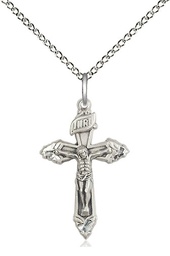 [6262SS/18SS] Sterling Silver Crucifix Pendant on a 18 inch Sterling Silver Light Curb chain