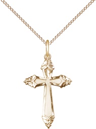 [6262YGF/18GF] 14kt Gold Filled Cross Pendant on a 18 inch Gold Filled Light Curb chain