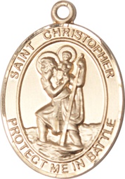 [1177KT] 14kt Gold Saint Christopher Medal