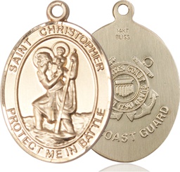 [1177KT3] 14kt Gold Saint Christopher Coast Guard Medal