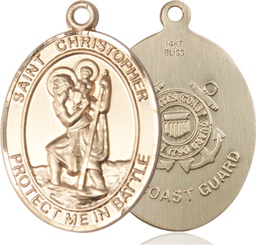 [1177KT3] 14kt Gold Saint Christopher Coast Guard Medal