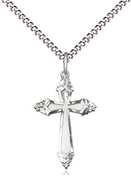 [6262YSS/18S] Sterling Silver Cross Pendant on a 18 inch Light Rhodium Light Curb chain