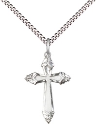 [6262YSS/18S] Sterling Silver Cross Pendant on a 18 inch Light Rhodium Light Curb chain