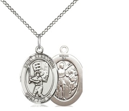 [8600SS/18SS] Sterling Silver Saint Sebastian Baseball Pendant on a 18 inch Sterling Silver Light Curb chain