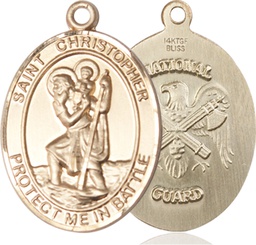 [1177KT5] 14kt Gold Saint Christopher National Guard Medal