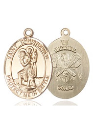 [1177KT5] 14kt Gold Saint Christopher National Guard Medal