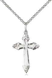 [6262YSS/18SS] Sterling Silver Cross Pendant on a 18 inch Sterling Silver Light Curb chain