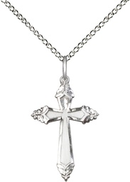 [6262YSS/18SS] Sterling Silver Cross Pendant on a 18 inch Sterling Silver Light Curb chain