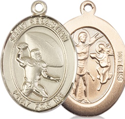 [8601KT] 14kt Gold Saint Sebastian Football Medal