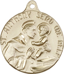 [1602KT] 14kt Gold Saint Anthony Medal