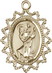 [1619CKT] 14kt Gold Saint Christopher Medal