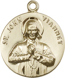 [2279KT] 14kt Gold Saint John Vianney Medal