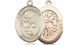 [8602KT] 14kt Gold Saint Sebastian Basketball Medal