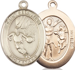 [8602KT] 14kt Gold Saint Sebastian Basketball Medal