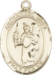 [8378KT] 14kt Gold Saint Uriel the Archangel Medal