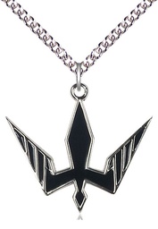[6265BKSS/24SS] Sterling Silver Holy Spirit Pendant on a 24 inch Sterling Silver Heavy Curb chain
