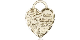 [3403KT] 14kt Gold Saint Michael Heart Medal