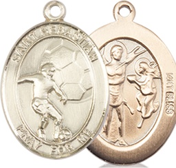 [8603KT] 14kt Gold Saint Sebastian Soccer Medal