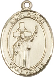 [8381KT] 14kt Gold Saint Aidan of Lindesfarne Medal