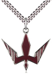 [6265RSS/24S] Sterling Silver Holy Spirit Pendant on a 24 inch Light Rhodium Heavy Curb chain