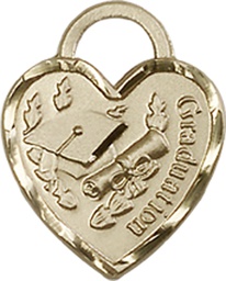 [3406KT] 14kt Gold Graduation Heart Medal
