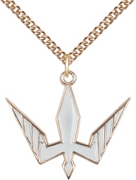 [6265WGF/24GF] 14kt Gold Filled Holy Spirit Pendant on a 24 inch Gold Filled Heavy Curb chain