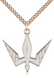 [6265WGF/24GF] 14kt Gold Filled Holy Spirit Pendant on a 24 inch Gold Filled Heavy Curb chain