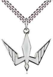 [6265WSS/24S] Sterling Silver Holy Spirit Pendant on a 24 inch Light Rhodium Heavy Curb chain