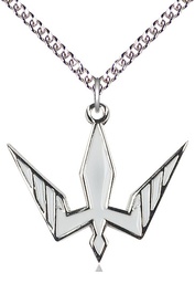 [6265WSS/24SS] Sterling Silver Holy Spirit Pendant on a 24 inch Sterling Silver Heavy Curb chain