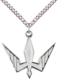 [6265WSS/24SS] Sterling Silver Holy Spirit Pendant on a 24 inch Sterling Silver Heavy Curb chain