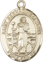 [8387KT] 14kt Gold Saint Bernadine of Sienna Medal