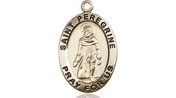 [3986KT] 14kt Gold Saint Peregrine Medal
