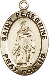 [3986KT] 14kt Gold Saint Peregrine Medal