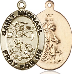 [3987KT] 14kt Gold Saint Michael the Archangel Medal