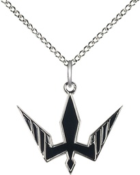 [6273BKSS/18SS] Sterling Silver Holy Spirit Pendant on a 18 inch Sterling Silver Light Curb chain