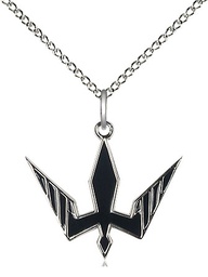 [6273BKSS/18SS] Sterling Silver Holy Spirit Pendant on a 18 inch Sterling Silver Light Curb chain