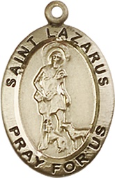 [3990KT] 14kt Gold Saint Lazarus Medal