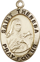 [3992KT] 14kt Gold Saint Theresa Medal