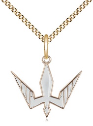 [6273WGF/18G] 14kt Gold Filled Holy Spirit Pendant on a 18 inch Gold Plate Light Curb chain