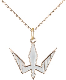 [6273WGF/18GF] 14kt Gold Filled Holy Spirit Pendant on a 18 inch Gold Filled Light Curb chain