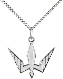 [6273WSS/18SS] Sterling Silver Holy Spirit Pendant on a 18 inch Sterling Silver Light Curb chain