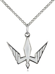 [6273WSS/18SS] Sterling Silver Holy Spirit Pendant on a 18 inch Sterling Silver Light Curb chain