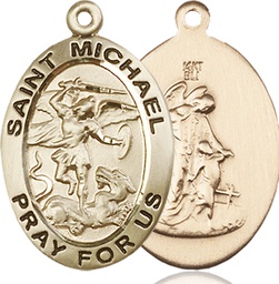 [4027KT] 14kt Gold Saint Michael the Archangel Medal