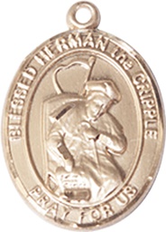 [8403KT] 14kt Gold Blessed Herman the Cripple Medal