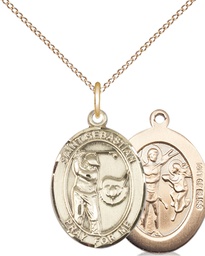 [8606GF/18GF] 14kt Gold Filled Saint Sebastian Golf Pendant on a 18 inch Gold Filled Light Curb chain