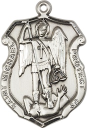 [6274SS] Sterling Silver Saint Michael the Archangel Shield Medal