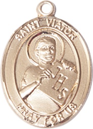 [8408KT] 14kt Gold Saint Viator of Bergamo Medal