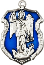 [6275ESS] Sterling Silver Saint Michael the Archangel Shield Medal