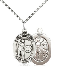 [8606SS/18SS] Sterling Silver Saint Sebastian Golf Pendant on a 18 inch Sterling Silver Light Curb chain